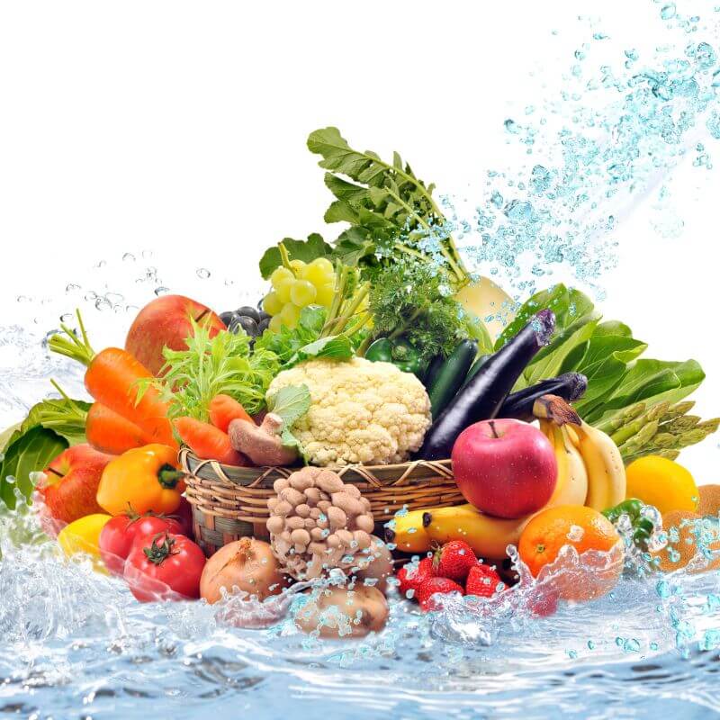 Fruit and vegetables, sterilization in water